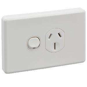 GPO Switched Outlet Flush Mount Standard 1 Gang 15A 250V 2 Pole White