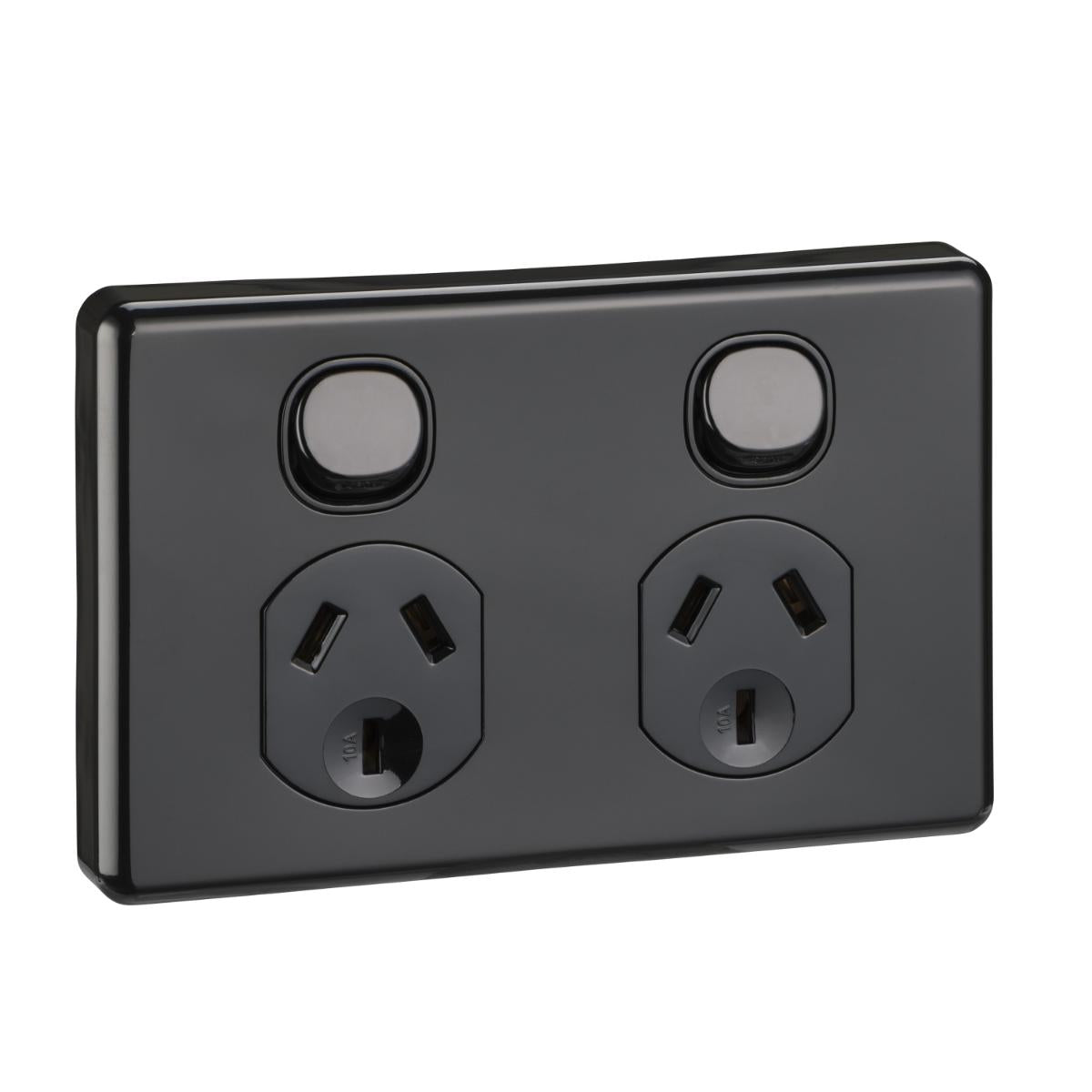GPO Standard 2G Horiz 10A 250V 2 Pole Black (Twin Gpo)