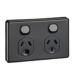 GPO Standard 2G Horiz 10A 250V 2 Pole Black (Twin Gpo)