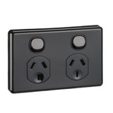 GPO Standard 2G Horiz 10A 250V 2 Pole Black (Twin Gpo)