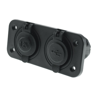 12V Accessory & Double USB Twin Socket Panel Mount