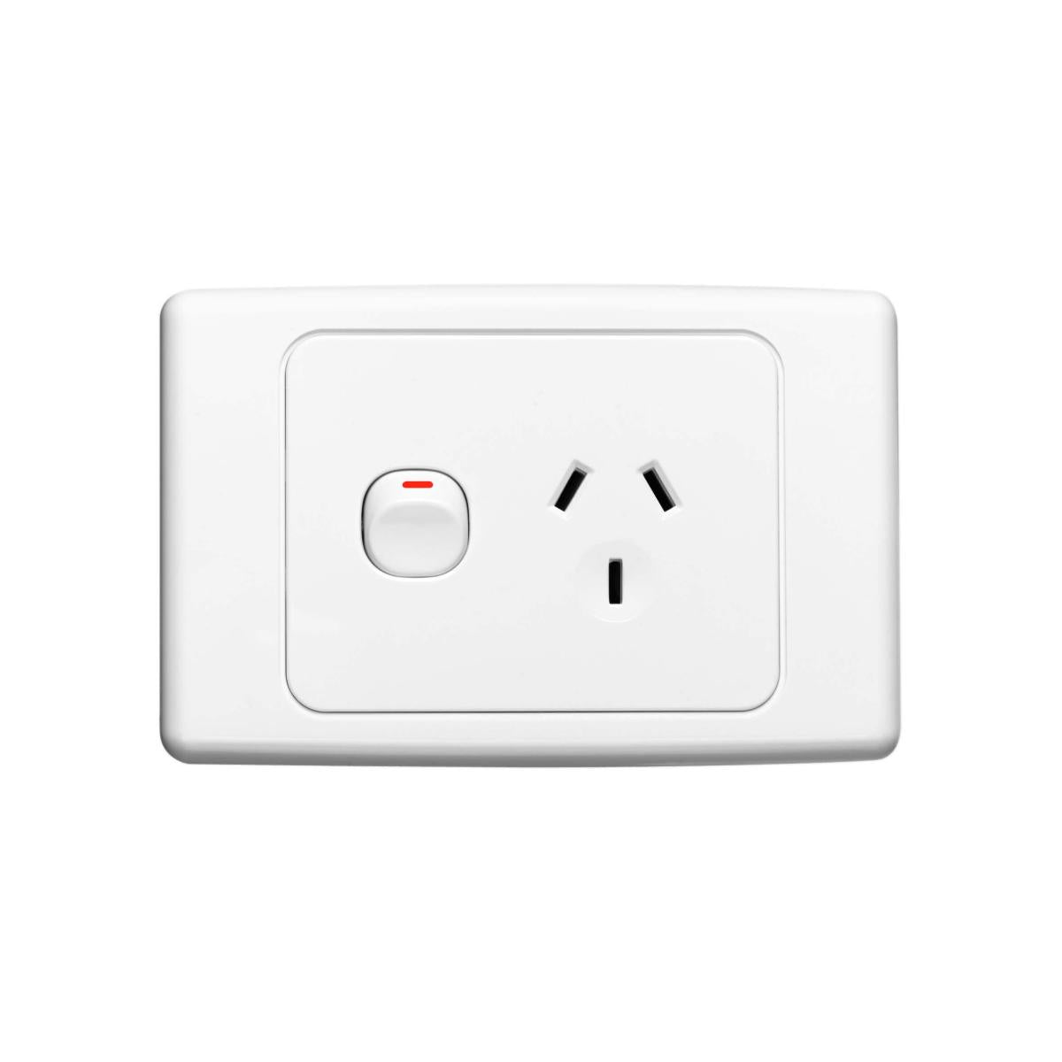 Clipsal 2000 Series Single GPO Double Pole Horizontal 250V 10A White