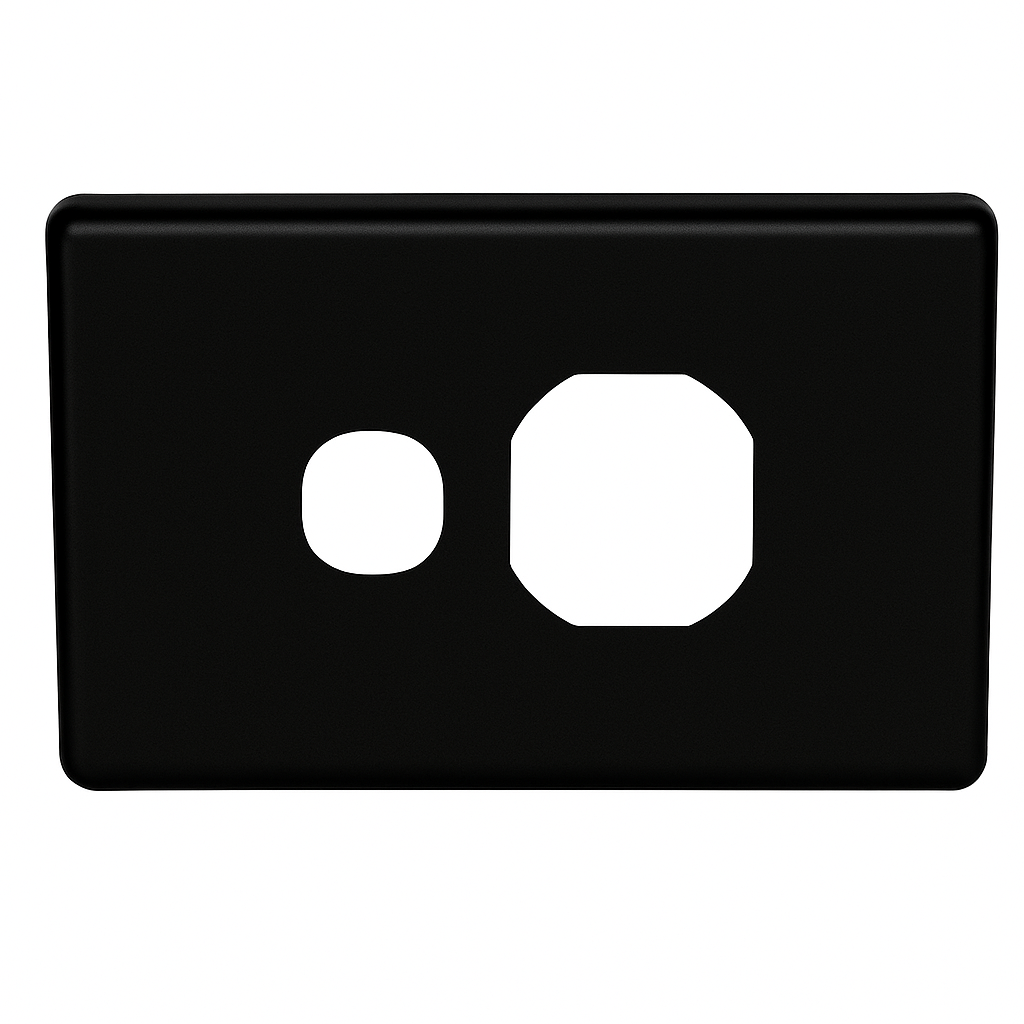 Clipsal C2000 Series Single GPO Cover Plate Horizontal Black (CLIC2015CBK)