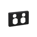 Clipsal C2000 Series Twin GPO Cover Plate Horizontal Black (Cover Only)