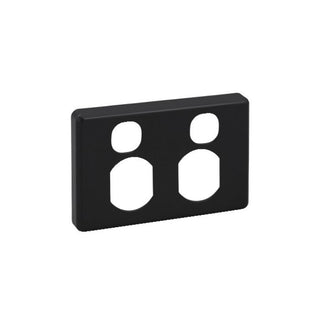 Clipsal C2000 Series Twin GPO Cover Plate Horizontal Black (Cover Only)