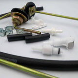 Mechanical parts including hoses and connectors on a white background