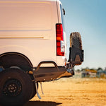 side view of a white van with TCC Toyota Hiace 300 Series Rear Bar