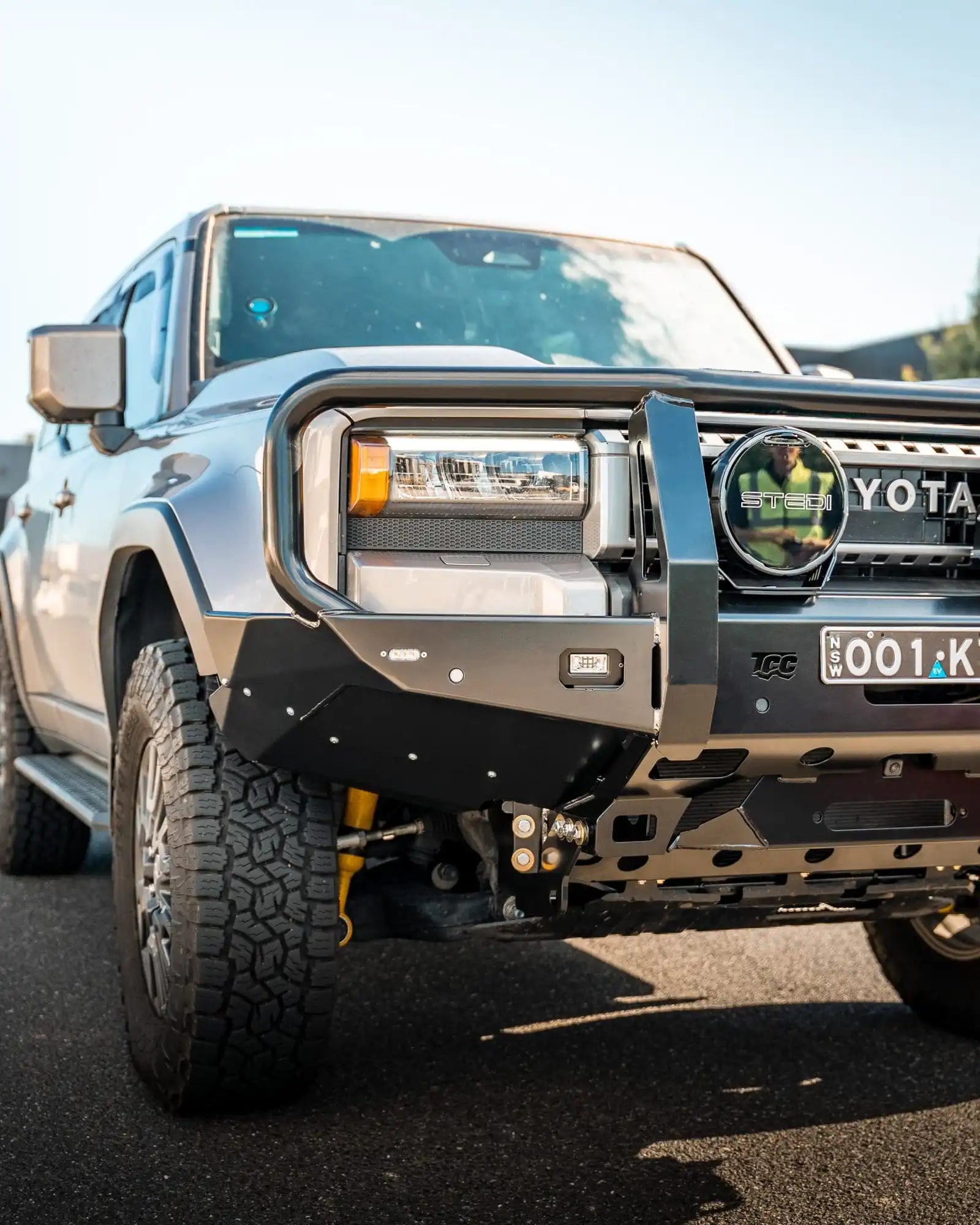 close up of TCC 250 Prado Bull Bar