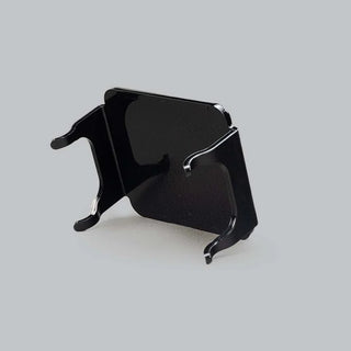 Black DX4 blackout cover seen from behind and above, the gloss panel with its side skirts and the four moulded retaining clips