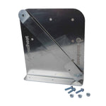 Metal bracket with screws on a white background