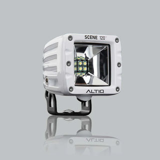 ALTIQ DX4 Scene work light in white, the bezel marked SCENE 120 degrees above a square reflector holding nine LEDs, with the ALTIQ name below and a black mounting bracket