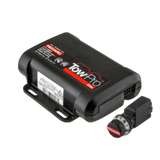 A Redarc Tow-Pro Elite V3 Electric Brake Controller with a black casing and a red detail on the front, including a control knob.