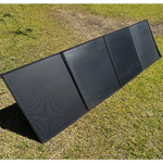 Foldable solar panel on a grassy background
