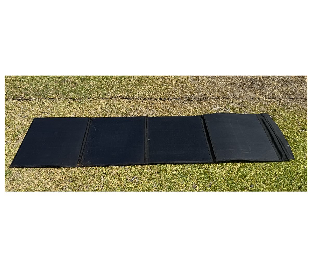 Black solar panel on grass