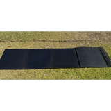 Black solar panel on grass