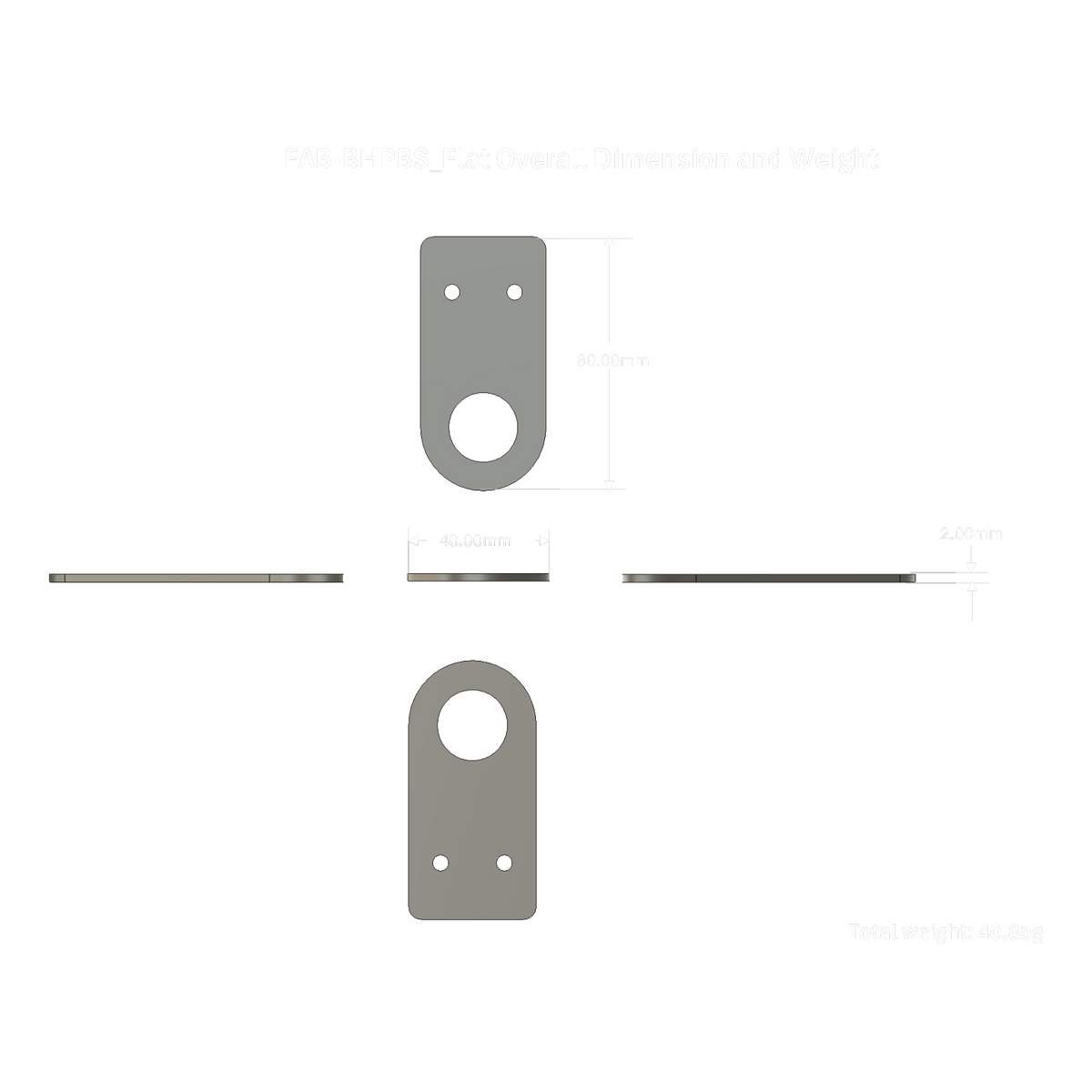 FAB-BHPBS Flat overall dimensions and weight