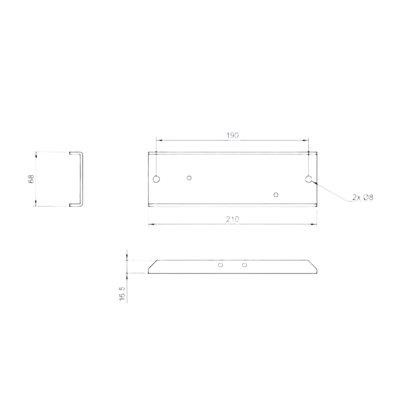 Flat Battery Hold Down Bracket w/ Mega Fuse Holder Mounts