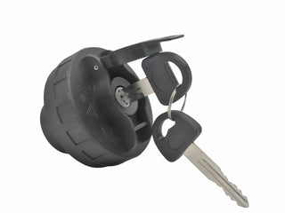 Fuel cap with a key on a white background