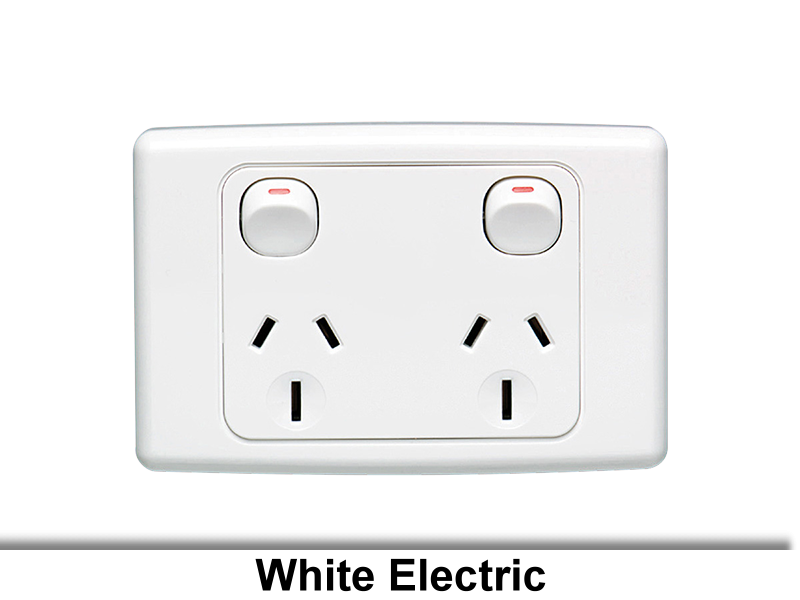 GPO 2000 series Standard 2Gang Horiz 15A 240V 2 Pole White