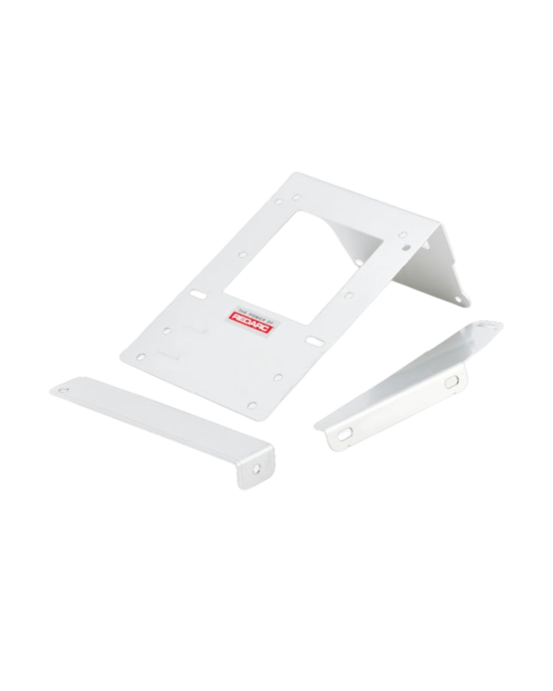 White Redarc mounting bracket shown with its two separate white support arms laid out either side