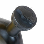 Close-up of the 10L Black Wafer Fuel Tank for Diesel with Lockable Cap and Gauge on a white background