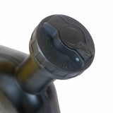 Close-up of the 10L Black Wafer Fuel Tank for Diesel with Lockable Cap and Gauge on a white background