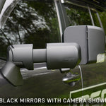 Car side mirrors with camera attachment on a vehicle