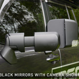Car side mirrors with camera attachment on a vehicle