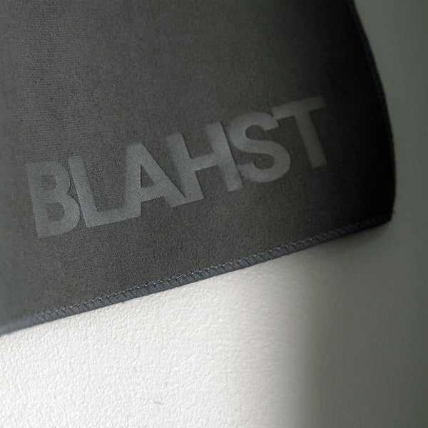 Microfibre Drying Towel grey with 'BLAHST' branding