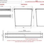 Technical drawing of a outdoor house door with dimensions and mounting details.