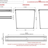 Technical drawing of a outdoor house door with dimensions and mounting details.