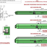 Technical diagram of tent bracket set with brackets and measurements on a white background