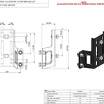 Technical drawing of a tent bracket set with dimensions and specifications.