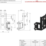 Technical drawing of a tent bracket set with dimensions and specifications.