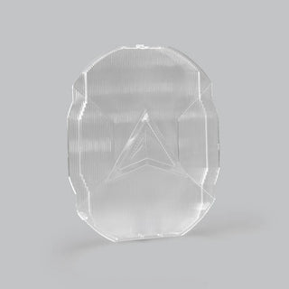 Clear panoramic cover at a three-quarter angle, the ribbed polycarbonate catching the light with the raised ALTIQ arrow in the centre