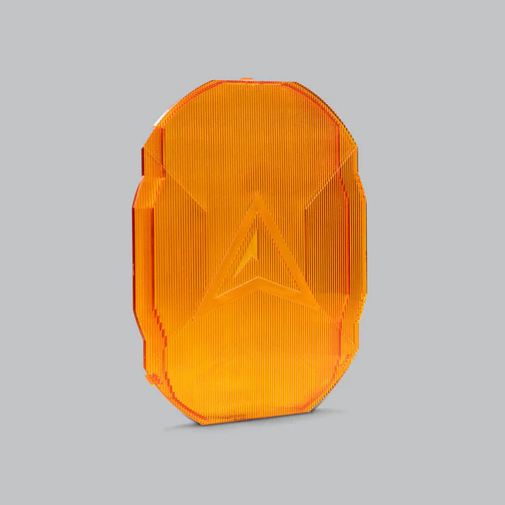 Amber panoramic cover standing on edge at an angle, the ribbed orange panel with the ALTIQ arrow moulded into it and the locating lip down each side