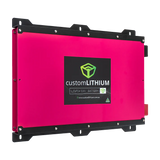 Pink battery with Custom Lithium logo on a white background
