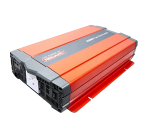 A Redarc 2000W 12V Pure Sine Wave Inverter with an orange and black color scheme.
