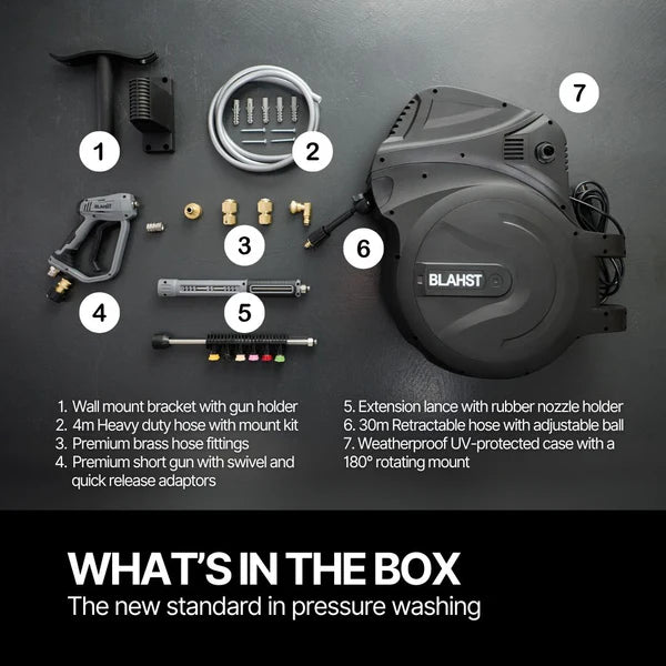 List of pressure washing tools with BLAHEST branding on a dark background