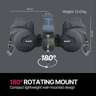 Compact wall-mounted device with 180-degree rotating mount on a gray background