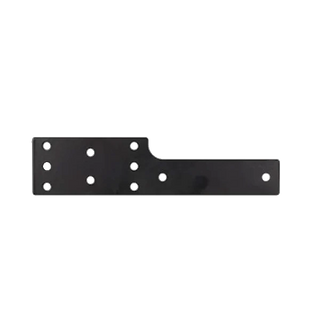 Dual trailer plug bracket, black powder-coated steel plate with openings for one SB50 Anderson plug and one 7 pin flat trailer socket side-by-side