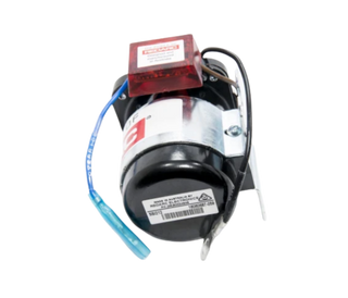 Redarc SBI212 isolator lying on its side, showing the compliance label with the Australian manufacture marking, the SBI212 part number and barcode, and the mounting bracket bolted to the body