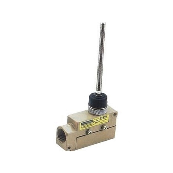 Mechanical component with a threaded rod on a white background