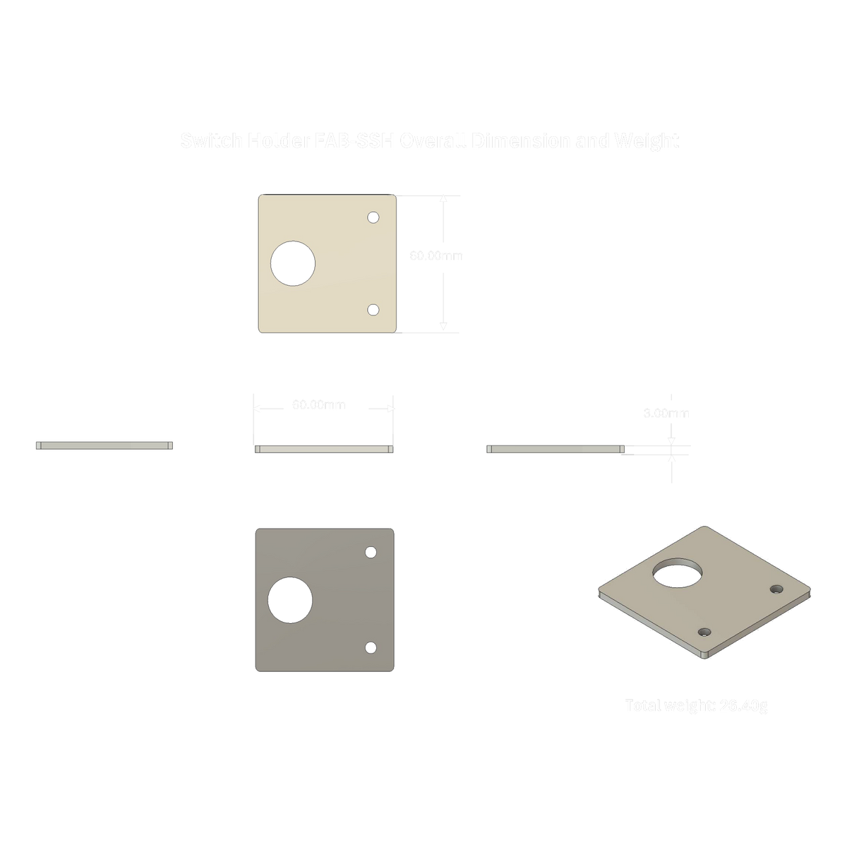 Switch Holder FAB-SSH overall dimensions and weight