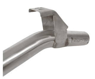 Metal exhaust pipe with 'Four Guit' branding on a white background