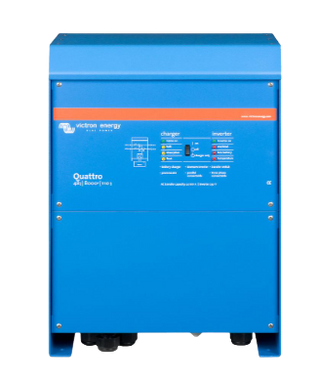 Victron Quattro 48|8000|110 front view, with the AC transfer capacity and inverter voltage printed under the model name