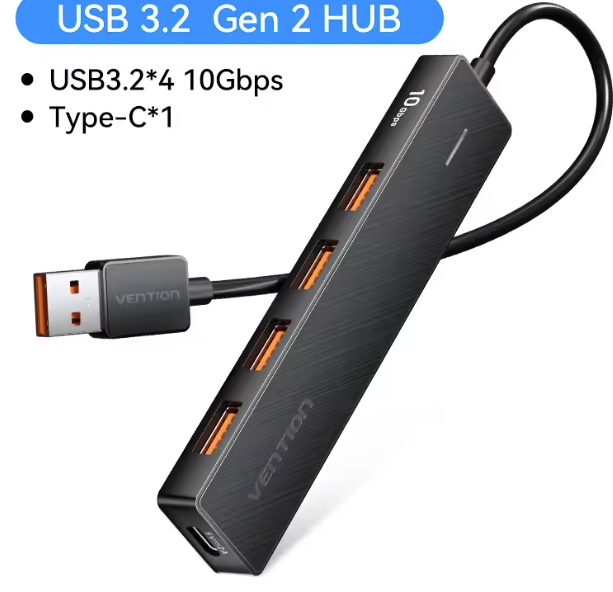4 Port USB Hub 3.2 10Gbps Multi Splitter Adapter
