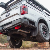 White Ford Ranger pickup truck with Torqit DPF Back 3″ Performance Exhaust for Next-Gen 3.0L V6 Ford Ranger 2022+ on a natural background