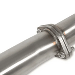 Close-up of a metal exhaust pipe with a white background