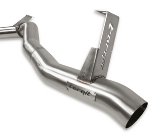 Stainless steel exhaust pipe with 'Torqit' branding on a white background
